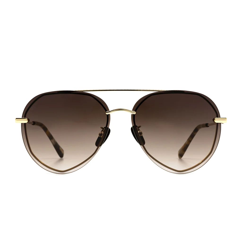 COLOR: gold   sea tortoise tips   brown gradient sunglasses | DIFF Eyewear