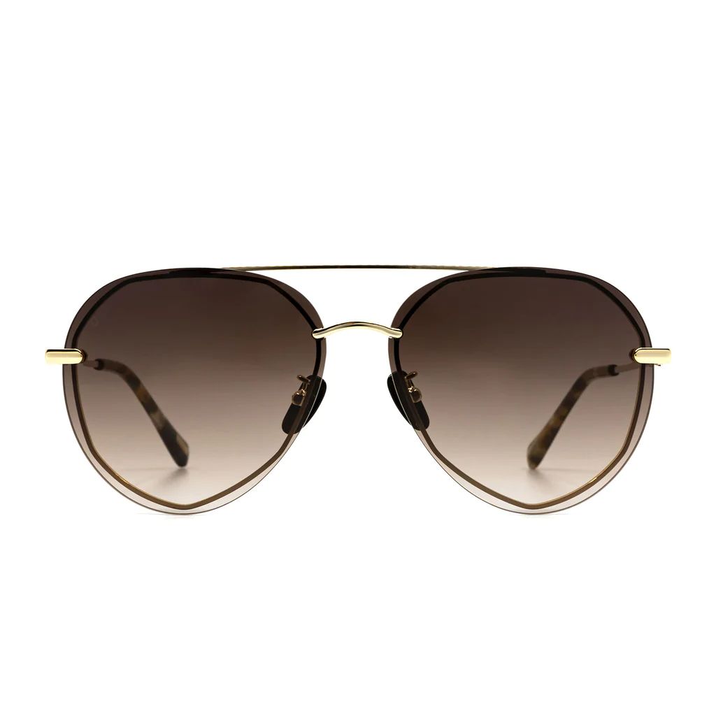 COLOR: gold   sea tortoise tips   brown gradient sunglasses | DIFF Eyewear