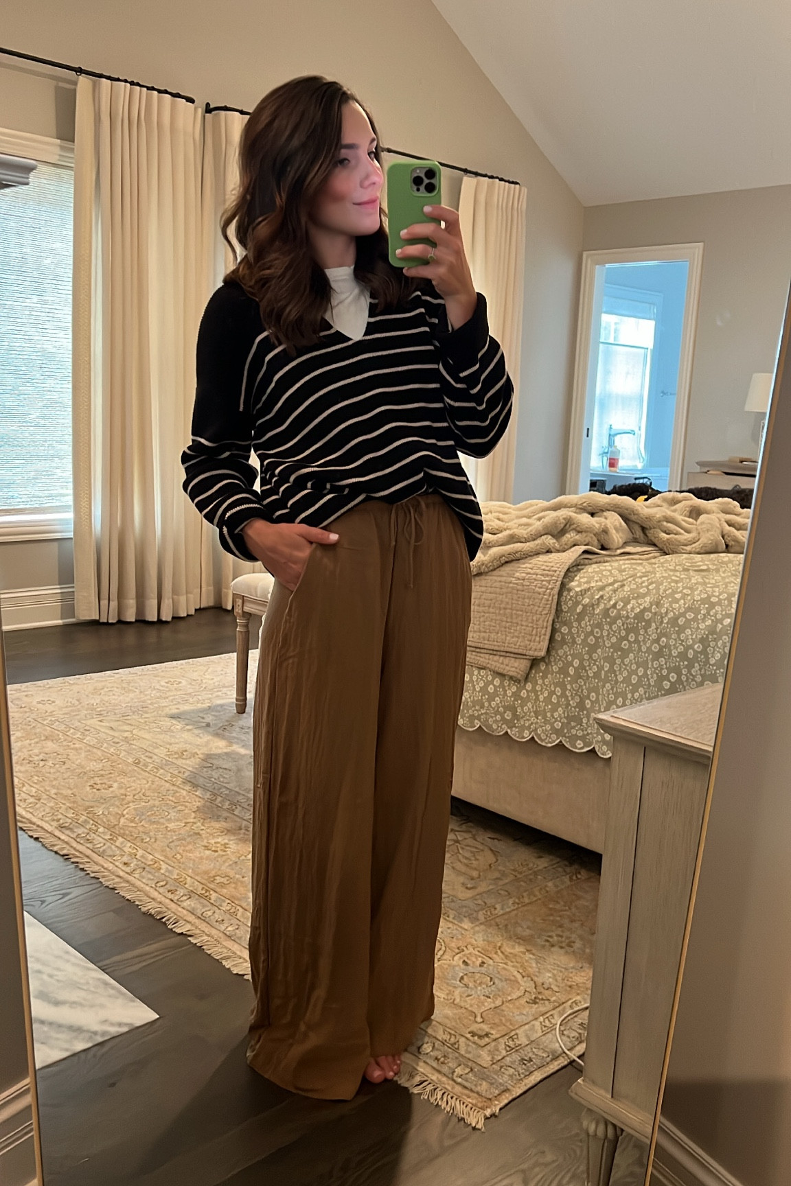 Casual outfit for getting things done around the house and mom life! 

Casual outfit // linen pants // striped sweater // summer style // fall style // transitional outfit // mom outfit // mom style 

#LTKsalealert #LTKSeasonal #LTKunder50
