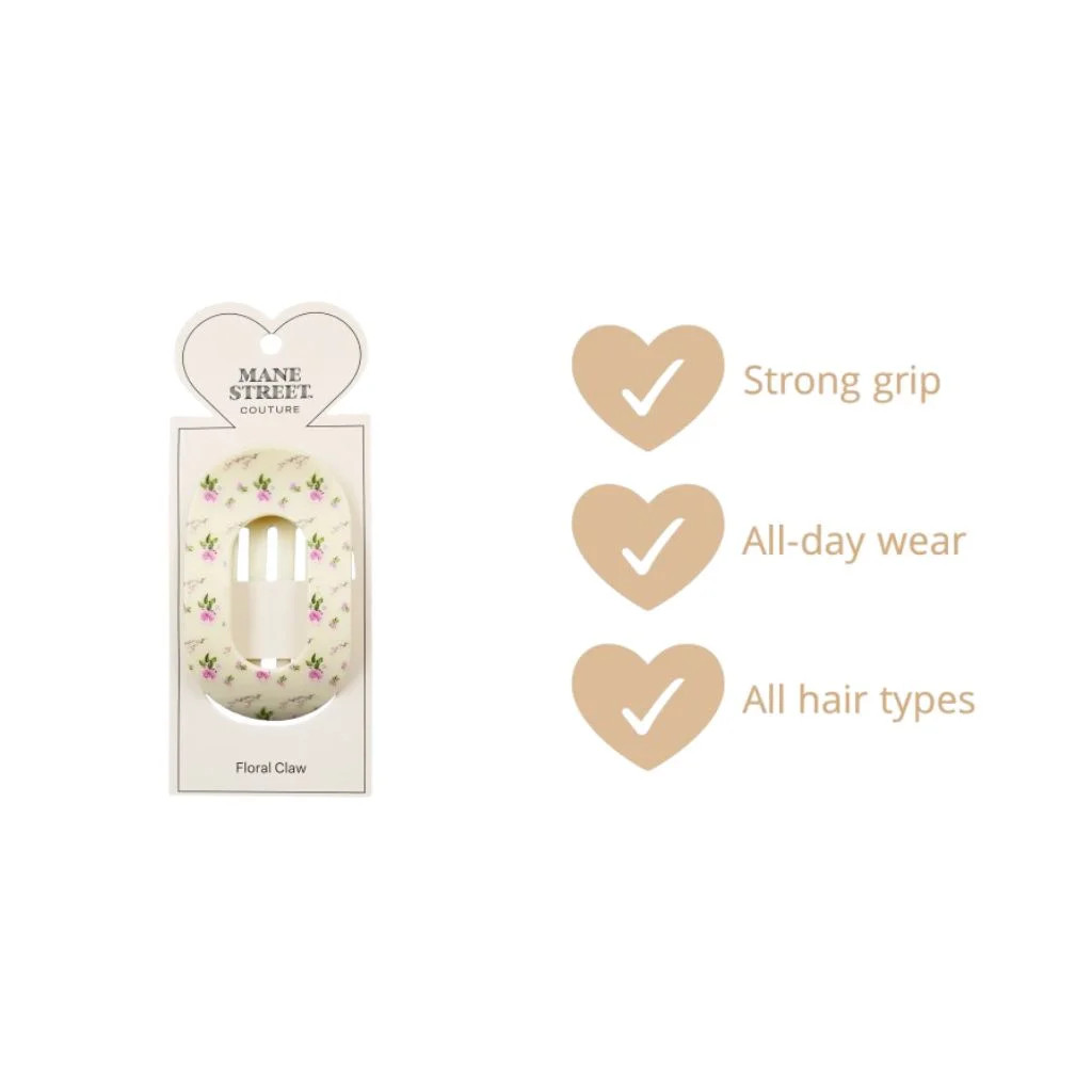 Mane Street Couture Vintage-Inspired Floral Hair Claw Clip for Women - Strong Grip and Comfortabl... | Walmart (US)