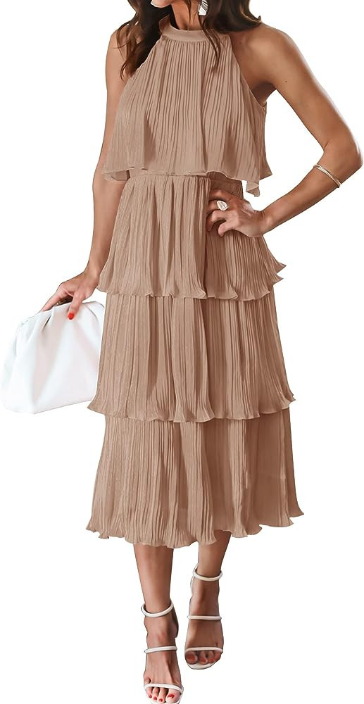 ZESICA Women's 2023 Summer Ruffle Tiered Midi Dress Tiered Maxi Dress Tiered Maxi Dresses Amazon | Amazon (US)