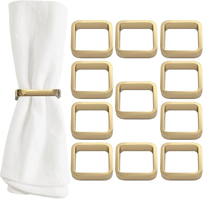 Set of 12 Zinc Alloy Napkin Rings Metal Holder, Thanksgiving Christmas Dinner Holiday Table Setti... | Amazon (US)