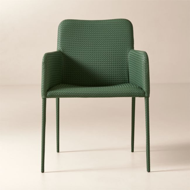 Duke Green Vegan Leather Dining Armchair | CB2