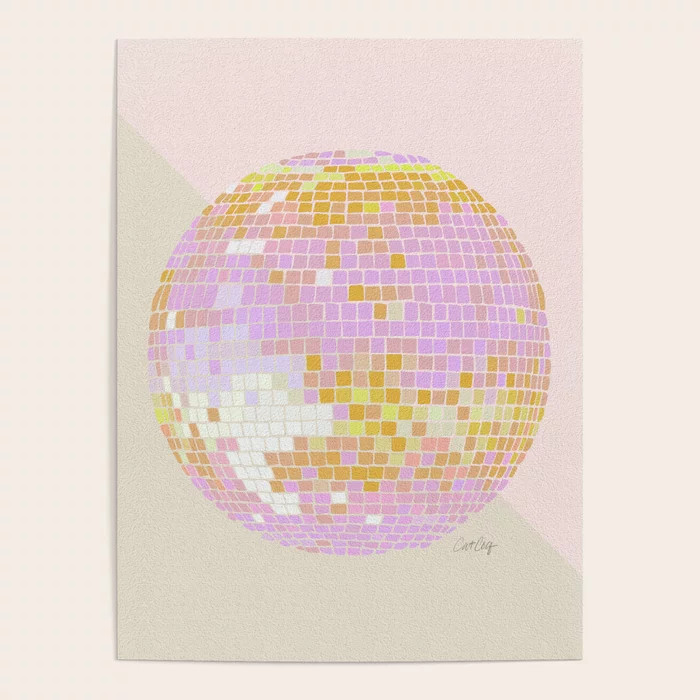 Disco Ball – Peach Poster | Society6