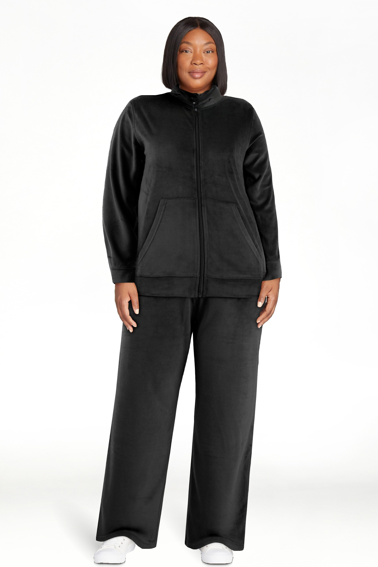 Athletic Works Women's Active Velour Zip-Up Track Jacket and Pants, 2-Piece Set | Walmart (US)