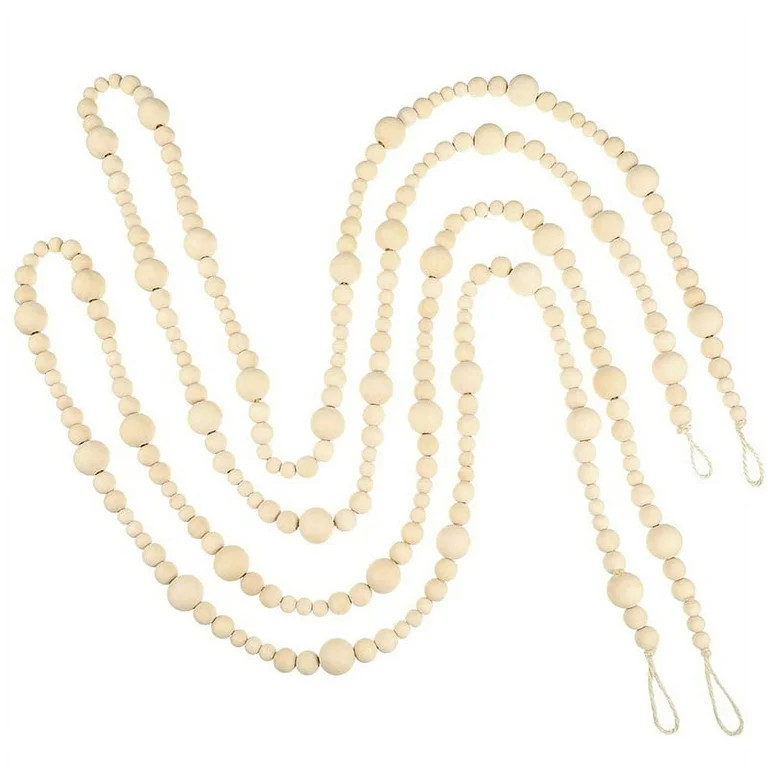 2PCS Wood Bead Garland Farmhouse Rustic Wooden Beads for Wall Hanging Decor | Walmart (US)
