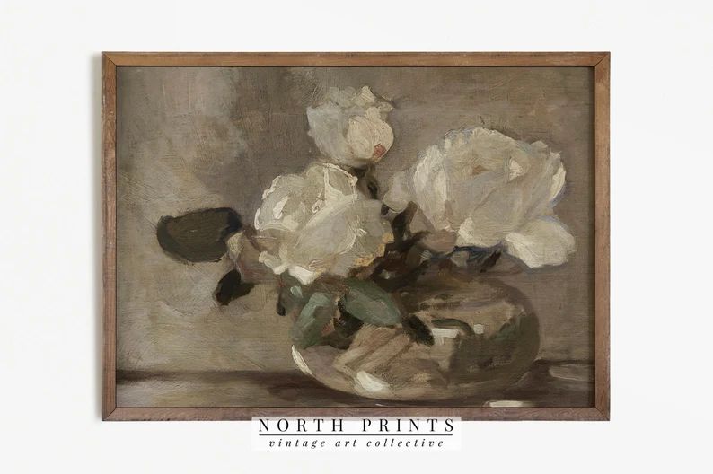 Flower Still Life | Vintage Roses Painting Neural PRINTABLE #517 | Etsy (US)