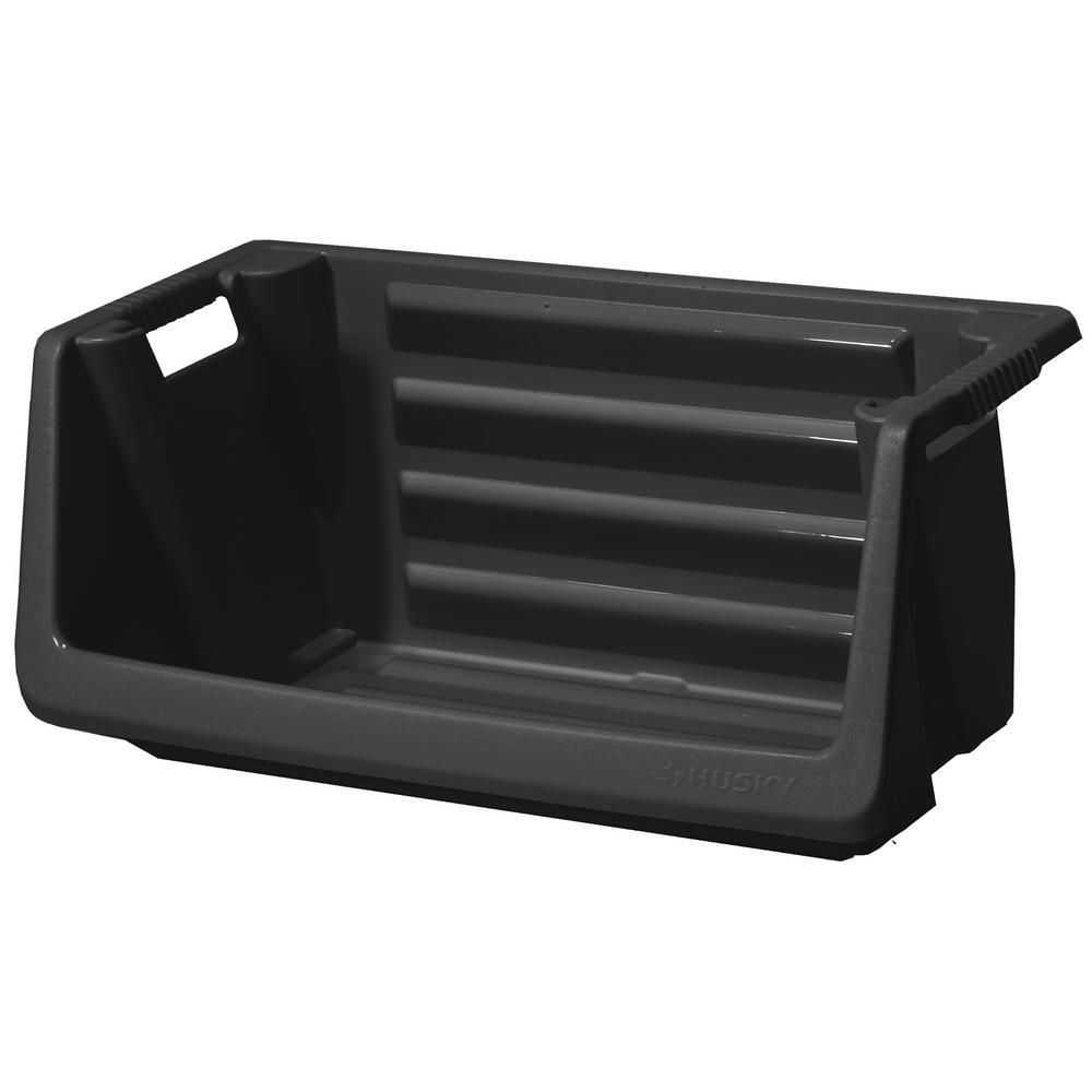 Stackable Storage Bin in Black | The Home Depot