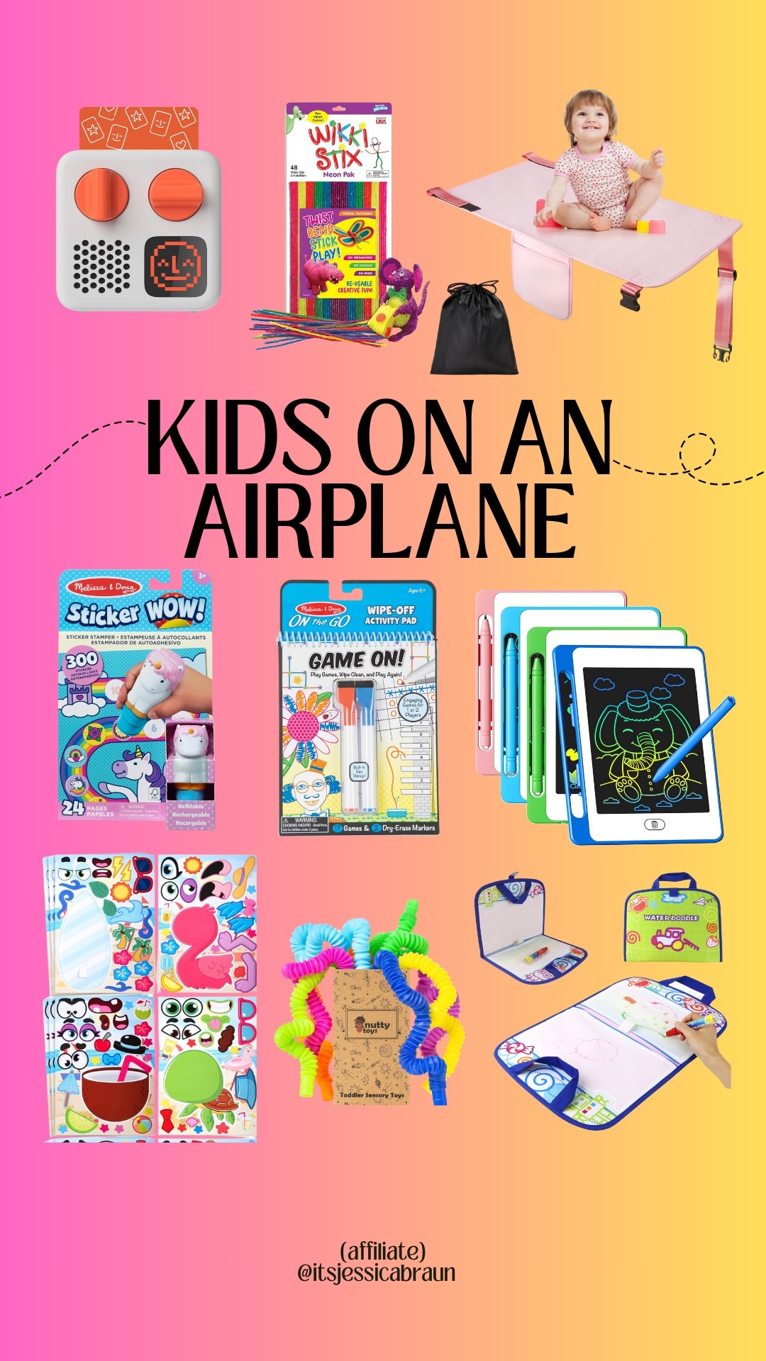 My ultimate idea list for bringing young kids, toddlers, and babies on airplanes (or even long road trips)! Some non-screen ideas for them to do for fun on long flights! (We usually use these and trade off between screen time and something NON-screen on these long travel days!) 

#LTKKids #LTKTravel #LTKBaby