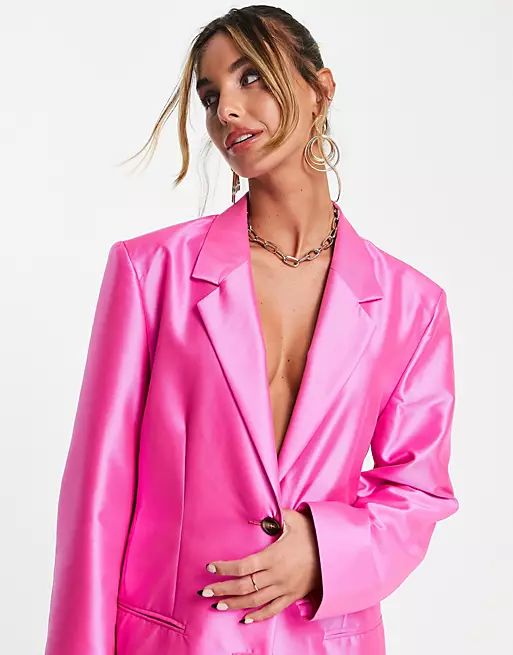 ASOS DESIGN ultimate oversized grandad blazer in hot pink | ASOS (Global)