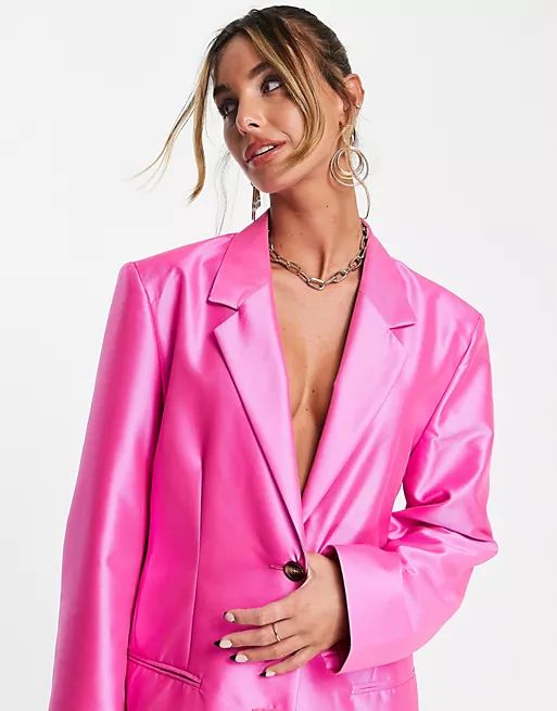 ASOS DESIGN ultimate oversized grandad blazer in hot pink | ASOS | ASOS (Global)