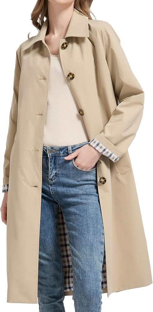 Orolay CHIIONE Trench Coat Women Waterproof Single Breasted Lightweight Rain Jacket with Deep Poc... | Amazon (US)