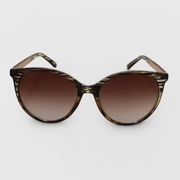 Women's Animal Print Round Plastic Metal Combo Sunglasses - A New Day™ Brown | Target