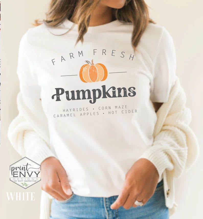 Farm Fresh Pumpkins, Fall T-Shirt, Autumn shirt, Pumpkin Shirt, Thanksgiving Shirt, Pumpkin Fall ... | Etsy (US)