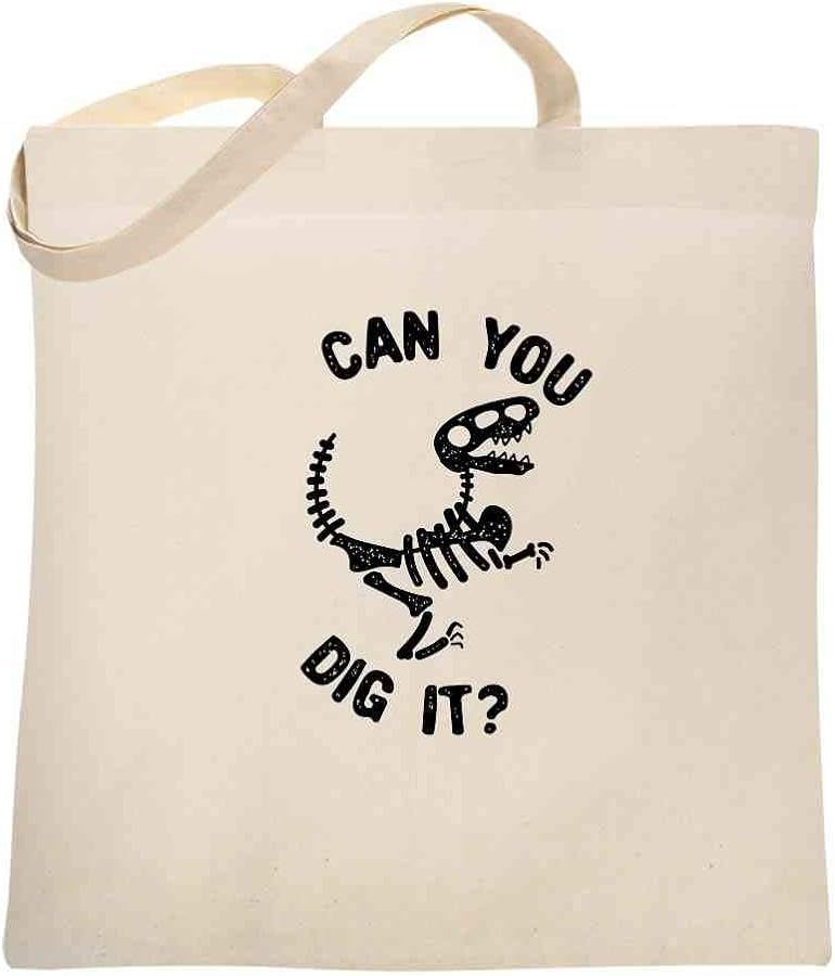 Pop Threads Can You Dig It Dinosaur Fossil Funny Canvas Tote Bag | Amazon (US)