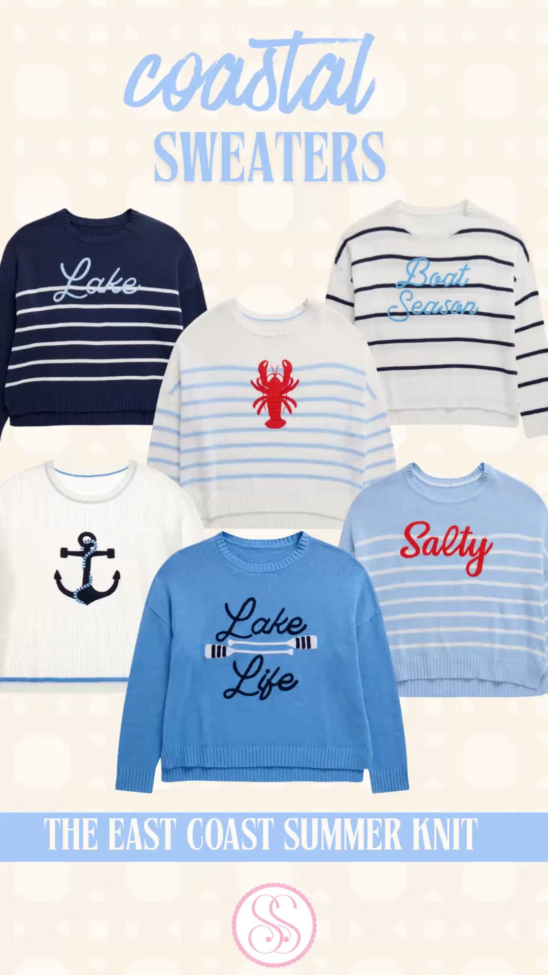 coastal sweater women, lake life sweater, nautical sweater women, coastal grandmother sweater, beach sweater women, lake house outfit women, boat day outfit women, coastal style women, preppy sweater women, nautical knit sweater, lake sweater women, coastal knit sweater, summer sweater women, beach coverup sweater, lake life style women, coastal outfit women, east coast summer style, nautical outfit women, lake house fashion, breezy summer layers women, coastal grandma style, boat season outfit, beachside dinner outfit, dockside style women

The sweater you throw on when the sun goes down at the lake. The one you grab for the boat when the breeze picks up. The one that makes a white denim and sneakers situation look completely intentional.

These are the East Coast summer knits — and every single one of them is coastal coded from the first stitch.

Lake. Boat Season. Salty. Lake Life. Lobster. Anchor. Six graphics. All of them exactly what you’d expect to find hanging in a shop on Nantucket or Block Island. 

Cotton and acrylic blend that feels lightweight and breathable. Relaxed silhouette that layers over everything. Soft enough for a sunset dinner. Casual enough for a bonfire on the sand.

This is your summer uniform if your summer involves any of the following:
— Lake house weekends
— Boat days and dock nights
— East Coast beach towns
— Coastal grandmother energy
— Beachside dinners when the breeze rolls in
— Rooftop cocktails that turn into late nights
— The kind of trip where you never want to leave

White denim. Linen shorts. Swimsuit coverup. This sweater works for all of it. 

If you’re searching:
coastal sweater women
lake life sweater
nautical sweater women
lake house outfit women
boat day outfit women
coastal grandmother sweater
east coast summer style
beach sweater women
summer knit sweater women
dockside outfit women
coastal grandma aesthetic
preppy summer sweater


#LTKSeasonal #LTKFindsUnder100 #LTKTravel​​​​​​​​​​​​​​​​ #PreppyStyle #CoastalStye #LobsterSweater #FlagSweater #EastCoastSummer #NewEnglandSummer 

#LTKSeasonal #LTKTravel #LTKOver40