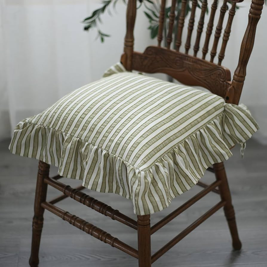 4 Pack Ruffled Chair Pads for Dining Chair, Vintage Seat Cushion with Ties Non Slip Kitchen Chair... | Amazon (US)