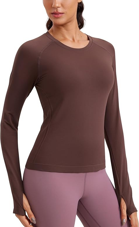 CRZ YOGA Womens Seamless Workout Long Sleeve Shirts Quick Dry Gym Athletic Tops Breathable Runnin... | Amazon (US)