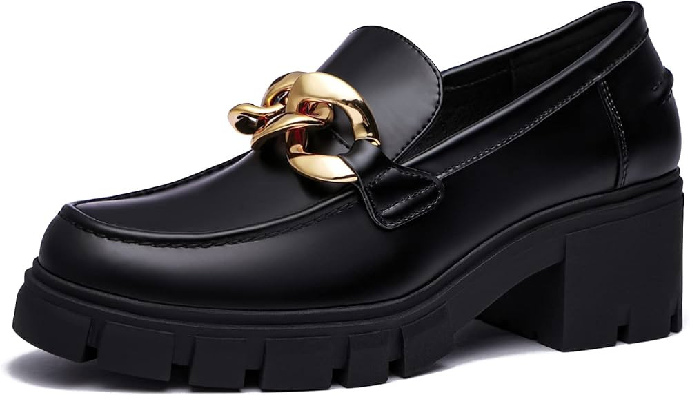 Athlefit Women's Platform Chunky Loafers Comfortable Slip on Lug Sole Business Loafer Shoes | Amazon (US)