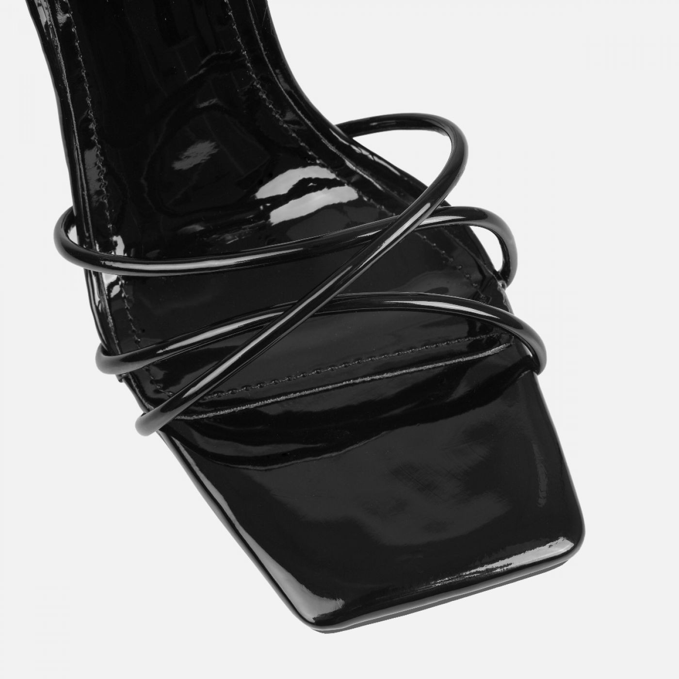 Heiti Black Patent Diamante Heart Lace Up Heels | Simmi Shoes