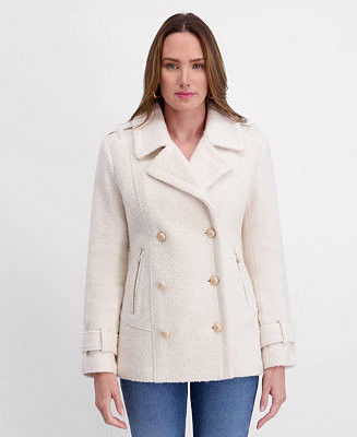 Women's Boucle Peacoat with Gold Accents | Macy's