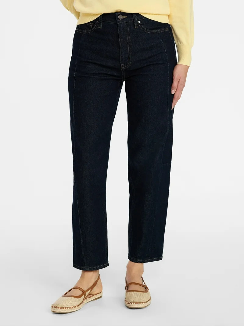 Time and Tru Women's High Rise Barrel Jeans, 28" Inseam, Sizes 0-20 | Walmart (US)