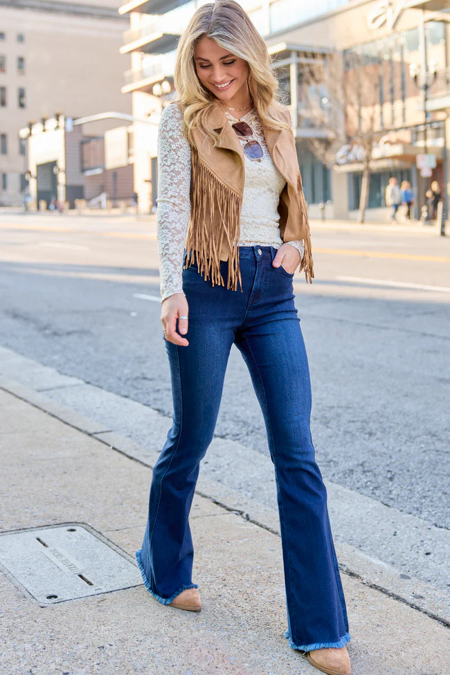 Claire Brown Faux Suede Fringe Vest FINAL SALE | Pink Lily