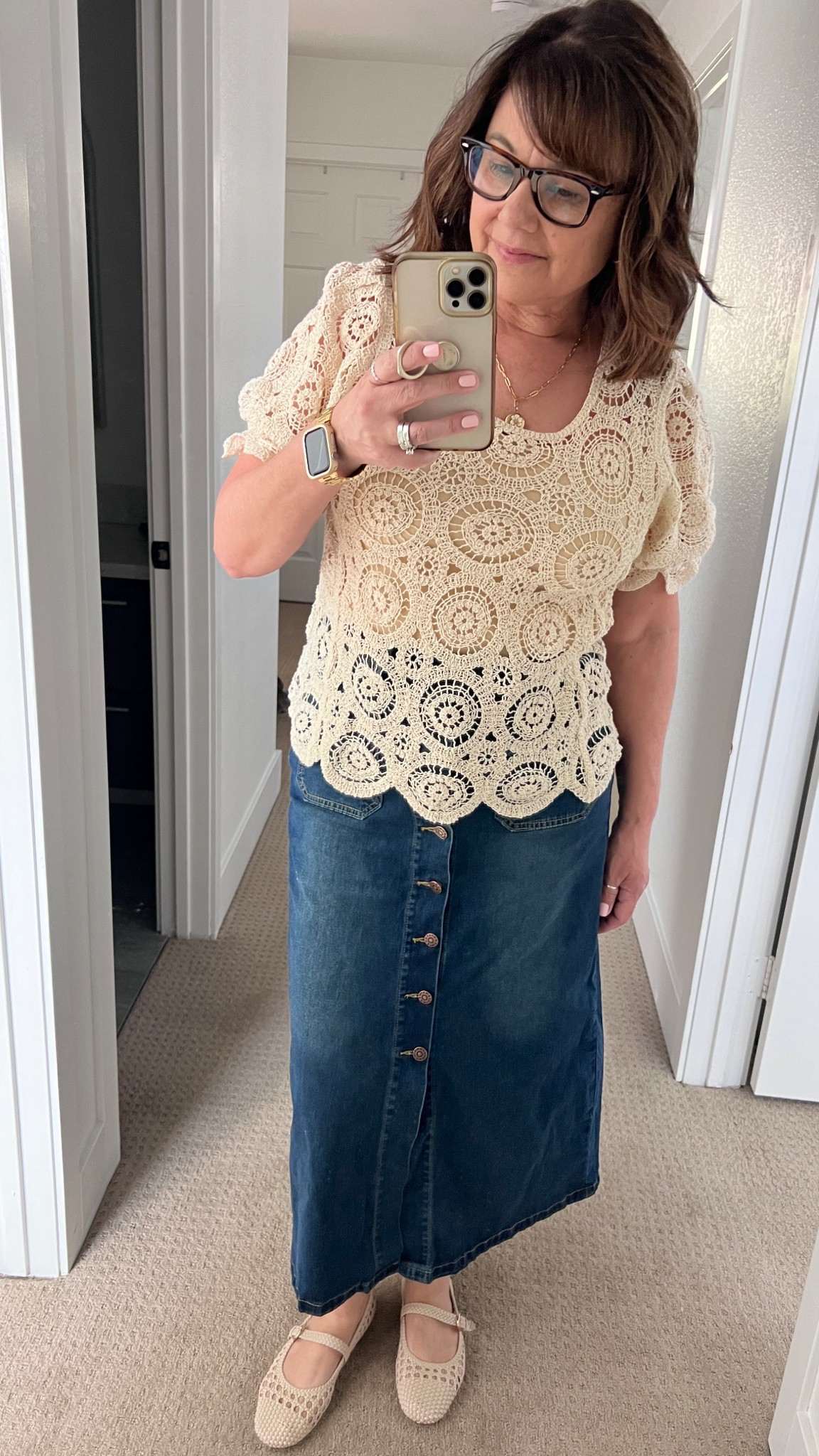 Crochet tops paired with a jean skirt and Mary Jane’s! 

#LTKWorkwear #LTKSpringSale #LTKTall