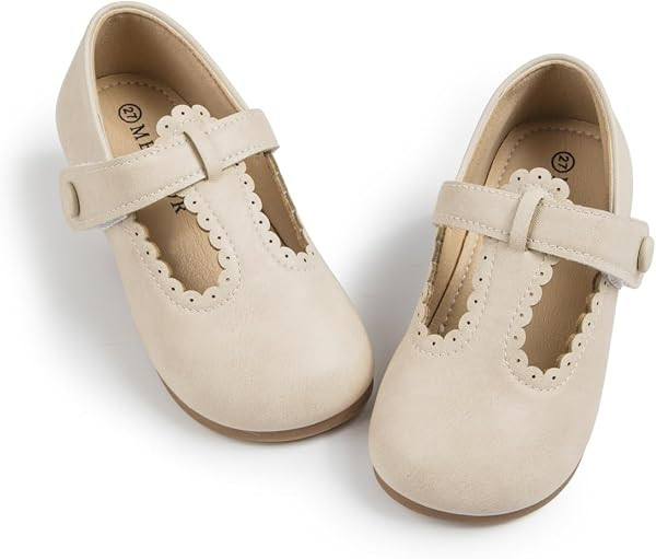 Meckior Toddler Little Girl Mary Jane Dress Shoes Ballet Flats for Girl Party School Shoes Bowknot Princess Shoes | Amazon (US)