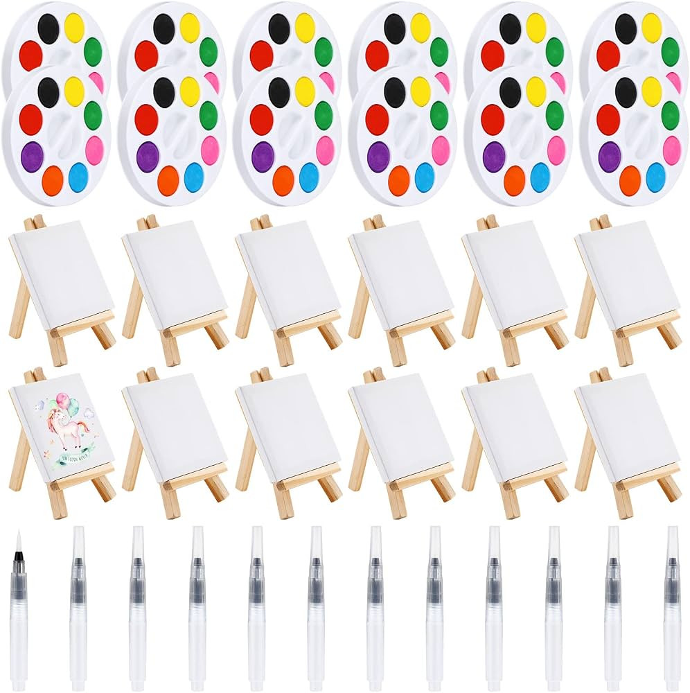 Watercolor Paint Sets 8 Colors Watercolor with 3 x 3 Inch Painting Canvas Panel Mini Wooden Easel... | Amazon (US)