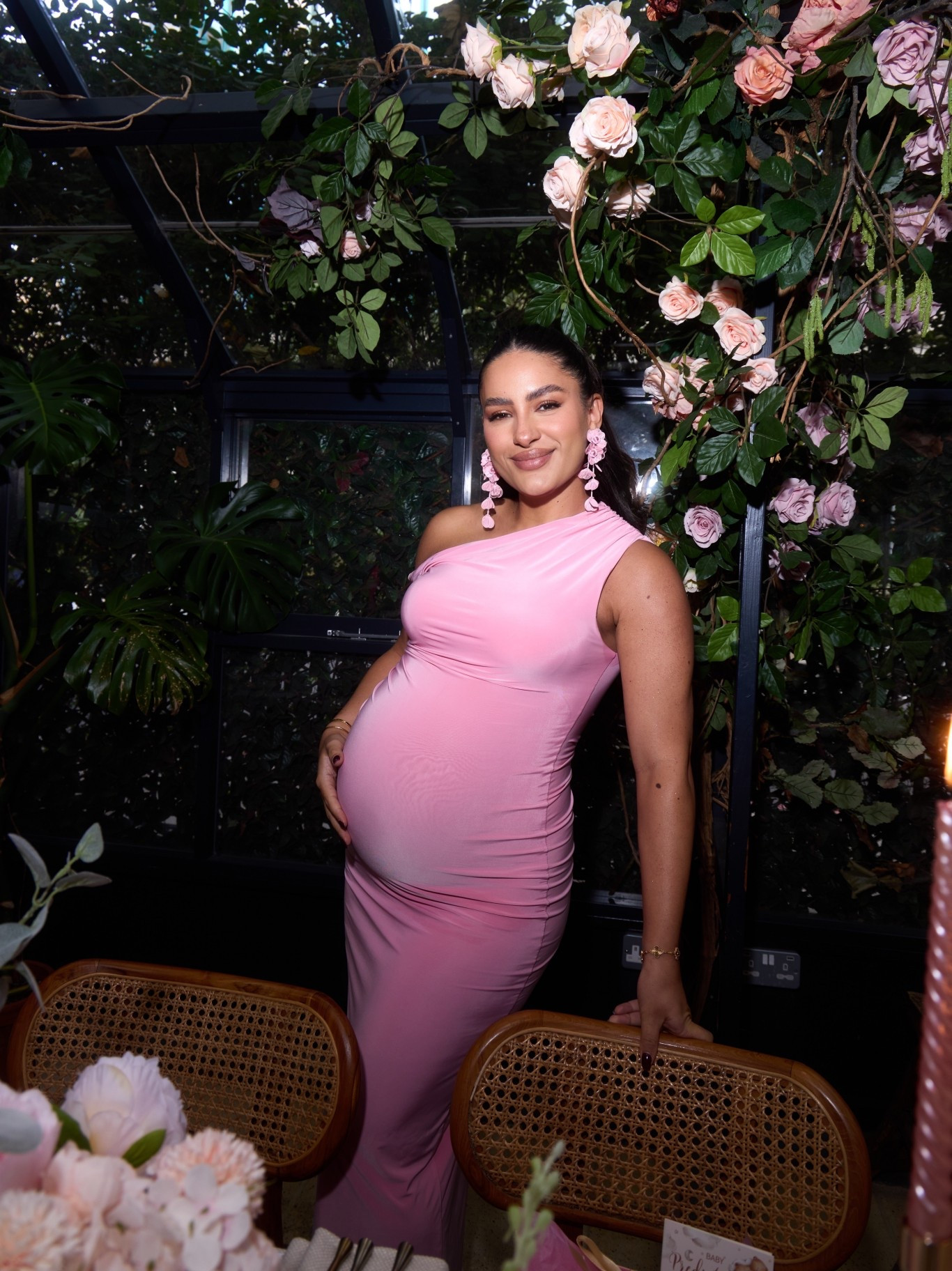 Pink dress, pregnancy dress, bump friendly dress, pink party, baby showerr