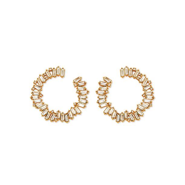 Scoop 14K Gold Flash-Plated Crystal Baguette Earrings | Walmart (US)