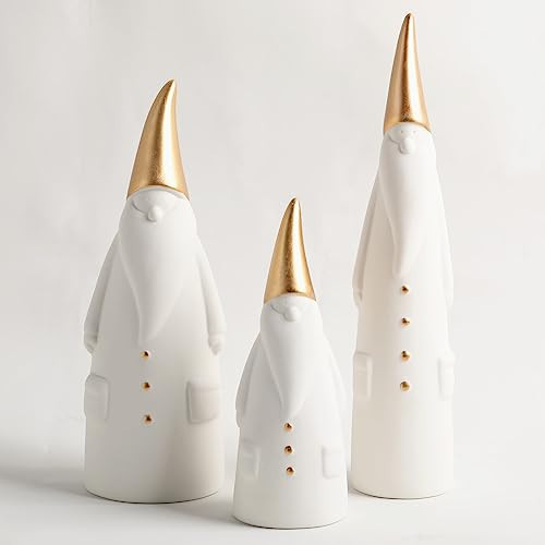 Ceramic Christmas Gnomes Set of 3 Santa Claus Figurines for Christmas Decoration, Santa Claus Statues and Sculptures Christmas Gnomes for Centerpiece, Bookshelf, Fireplace, Mantel New Year Decorations | Amazon (US)