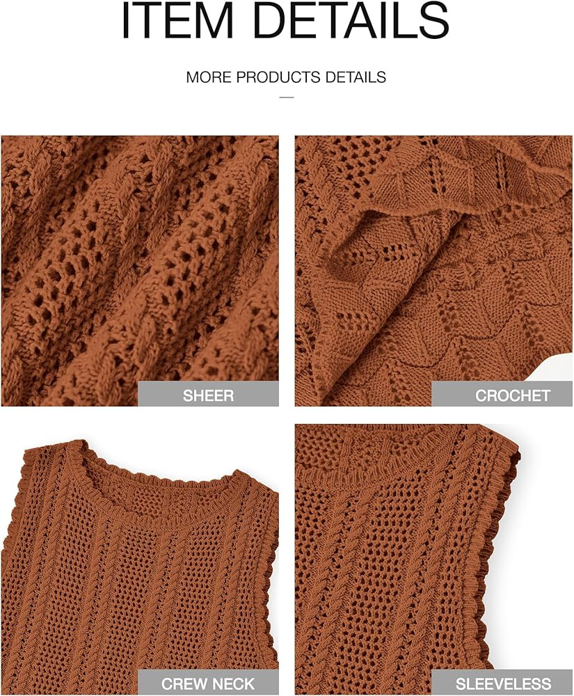 KIRUNDO Beach Vacation Clothes for Women Spring Summer Crochet Sweater Vest Tank Tops Cover Ups R... | Amazon (US)