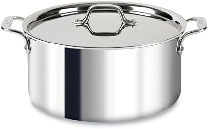 All-Clad D3 3-Ply Stainless Steel Stockpot with Lid 8 Quart, Induction, Oven Broiler Safe 600F, S... | Amazon (US)