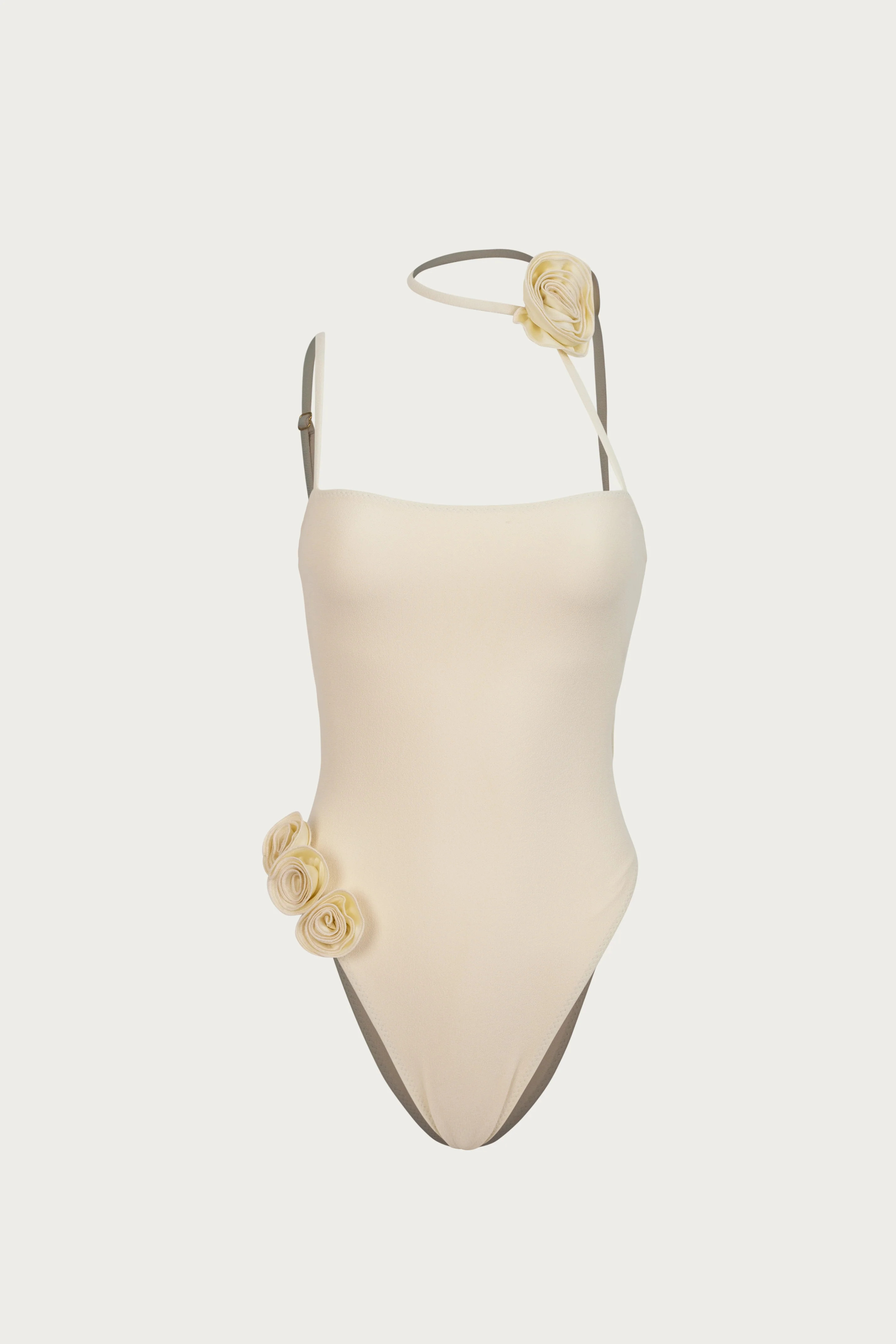 Rosette Choker One Piece (Faux Suede Cream/Cream) | SAME