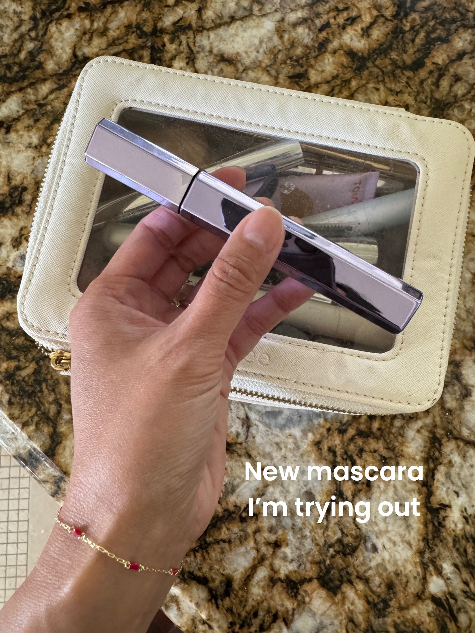 Clean beauty products. 
New mascara I’m trying. So far so good. Lengthening and volumizing. Doesn’t clump. Non-irritating to my contacts. 
Clear makeup case. 
Heart bracelet  

#LTKOver40 #LTKFindsUnder50 #LTKBeauty