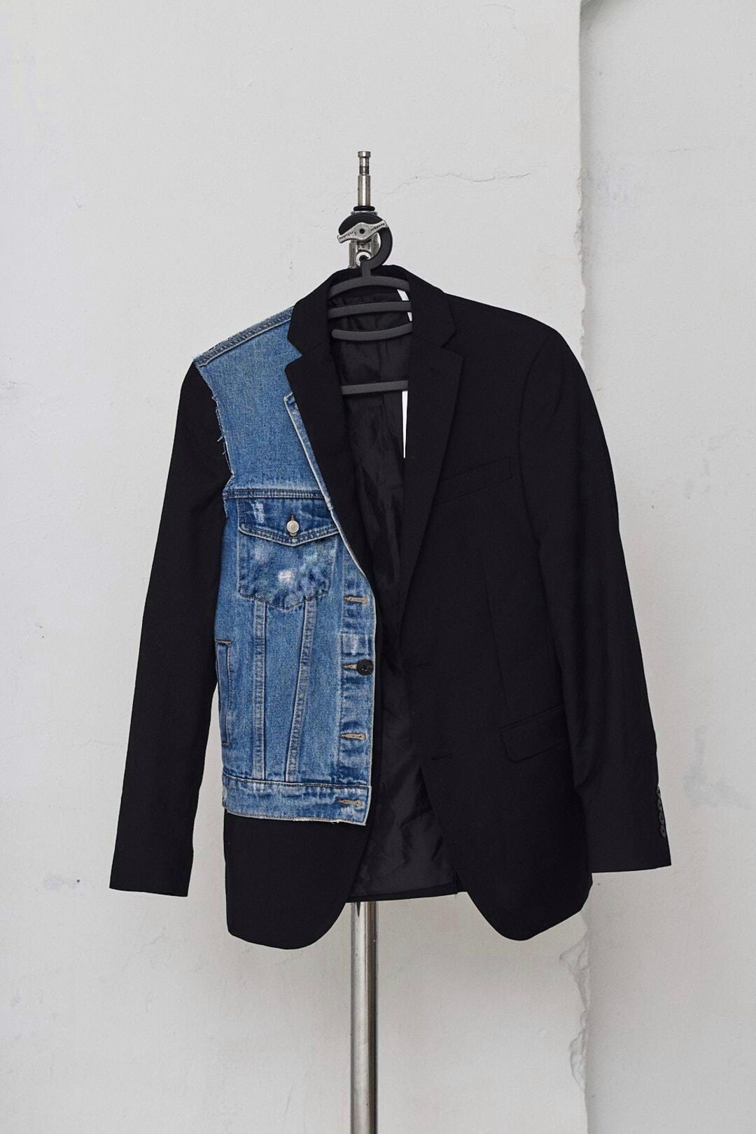 Black Vintage Blazer With Denim . Asymmetrical Jacket With Blue Vest - Etsy | Etsy (US)