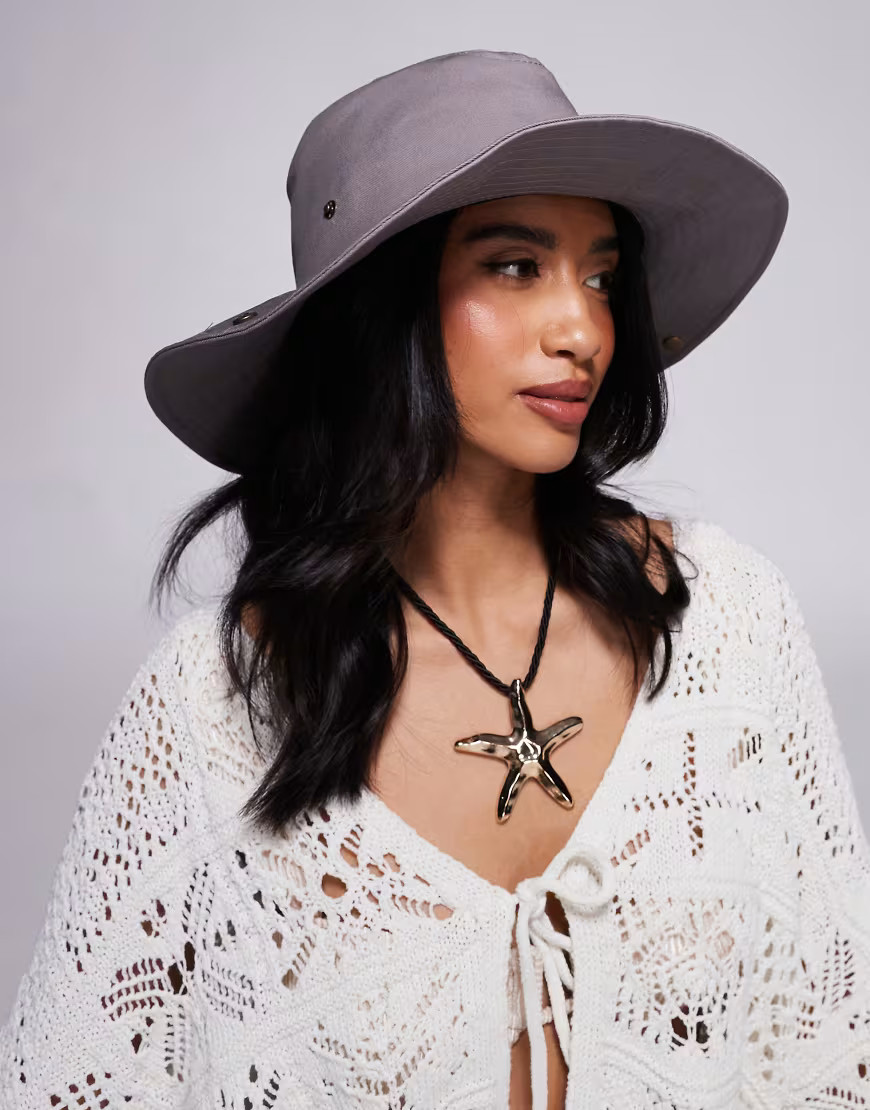 South Beach soft cotton cowboy hat in taupe-Brown | ASOS (Global)