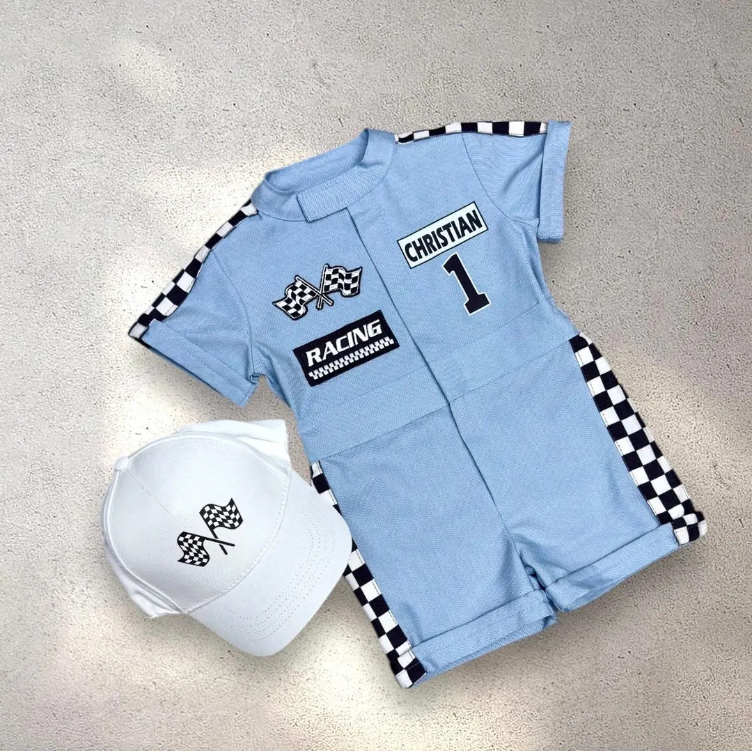Personalized Blue Racer Short Suit - Two Fast Birthday Race Outfit - Fast One Car Suit - Kids Rac... | Etsy (US)