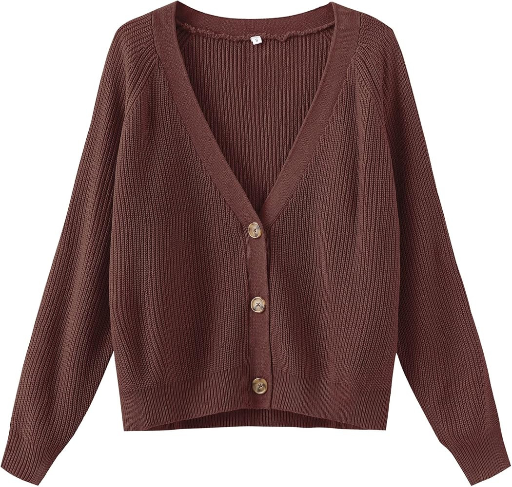TASAMO Women's Long Sleeve Knit Sweater Open Front Cardigan Button Loose Outerwear | Amazon (US)
