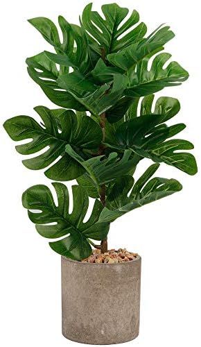 winemana 17 inches Artificial Potted Greenery Green Leaf Plants, Monstera Leaf Small Plants for O... | Amazon (US)