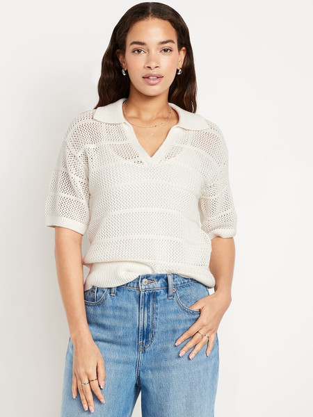 Open-Stitch Polo Sweater | Old Navy (US)