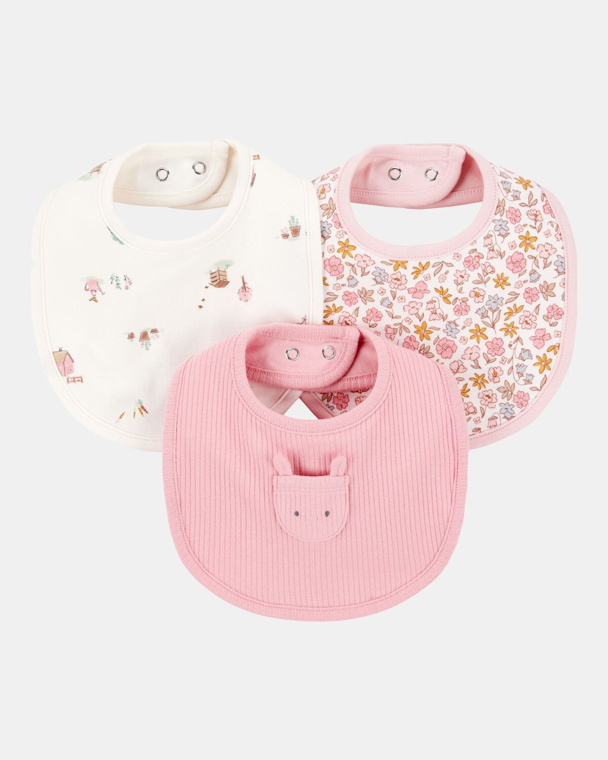 Baby 3-Pack Floral Bibs - Pink/Ivory | Carter's Inc