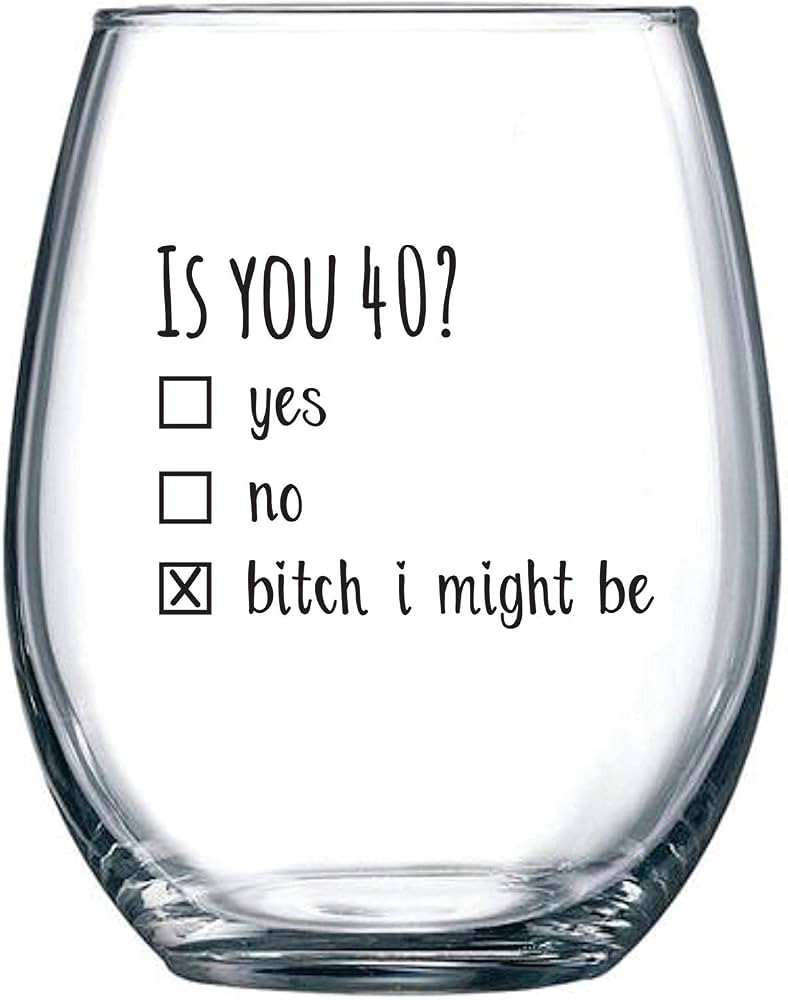 Gelid 40th Birthday Gifts for Women and Men Wine Glass - Funny Is You 40 Gift Idea for Mom Dad Hu... | Amazon (US)