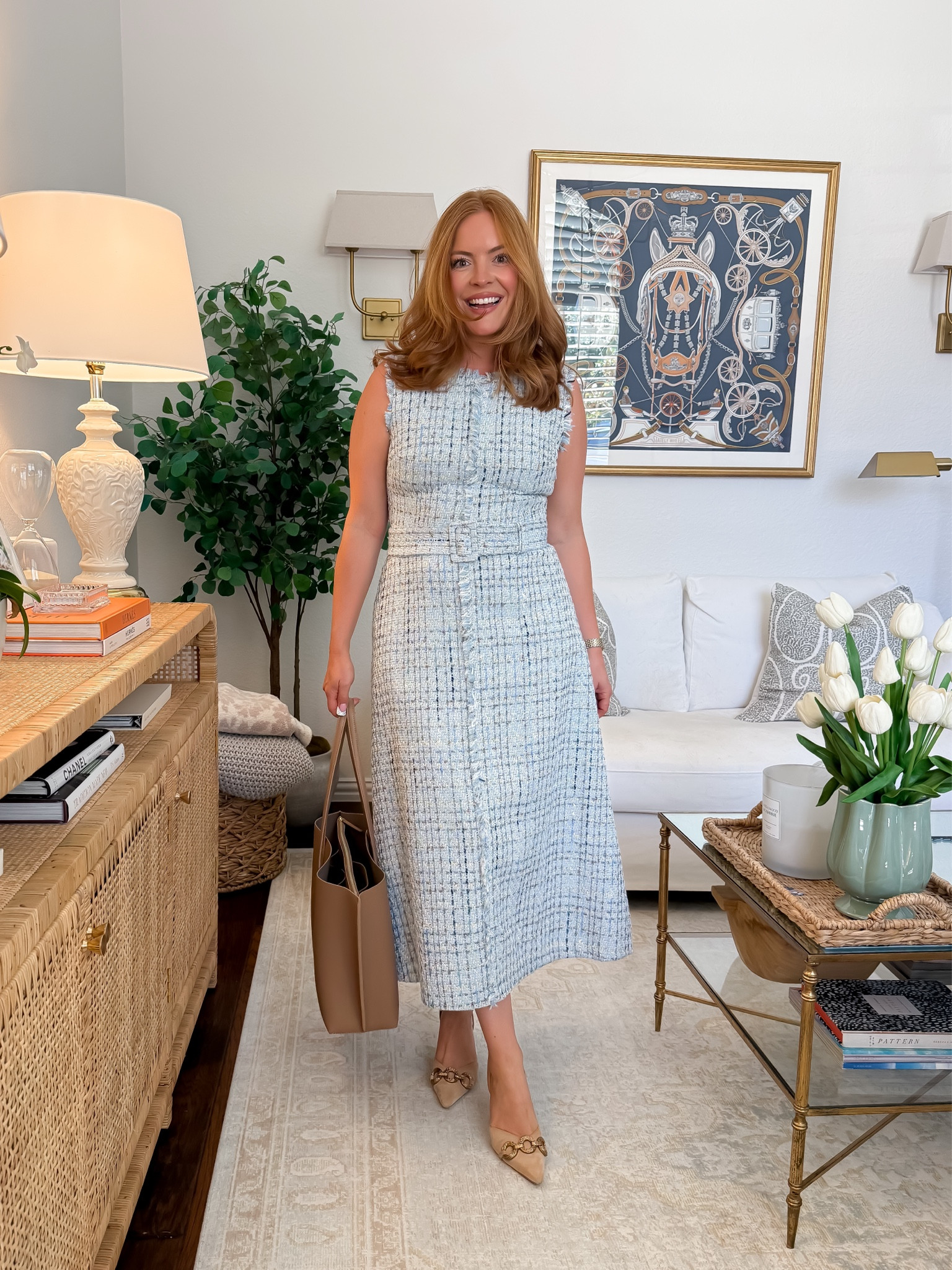 This tweed midi dress looks so elevated and expensive. ✨ The belted waist creates a beautiful silhouette, while the textured fabric gives it that polished, executive-ready feel. Perfect for the office, client meetings, presentations, or work events when you want to make an impression.

#LTKWorkwear #NordstromStyle #OfficeOutfit #WorkDress #BusinessCasual #ProfessionalStyle