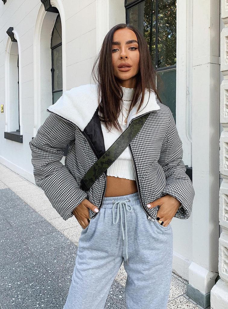 The Keir Puffer Jacket Black/White | Princess Polly US