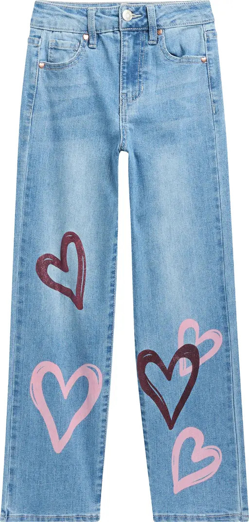 YMI Kids' Relaxed Fit Heart Accent Straight Leg Jeans | Nordstromrack | Nordstrom Rack