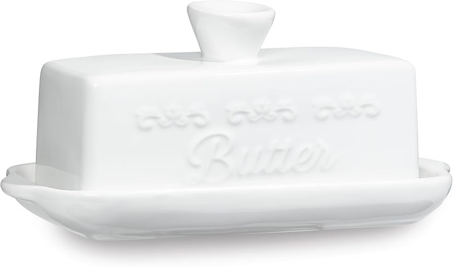 Butter Dish with Lid - 7"x3"x4" Hard Dolomite Butter Keeper for Countertop Keeps Butter Fresh & S... | Amazon (US)