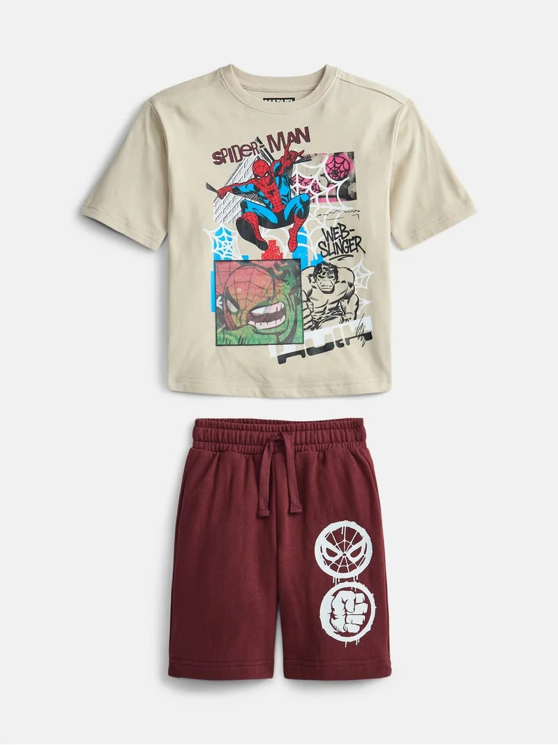 Marvel Boys Graphic Tee and Shorts Set, 2-Piece, Sizes 4-18 | Walmart (US)